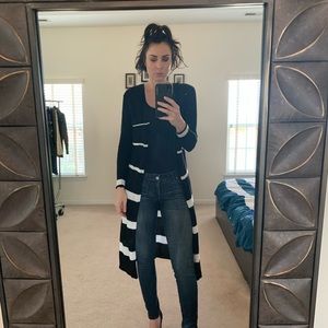 Black & White linen blend duster